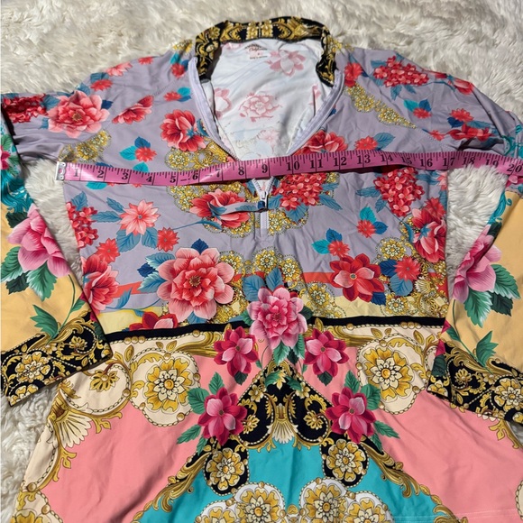 N- Women's Johnny Was Japer Surf Floral Long Sleeve Pullover Swimsuit Shirt - Picture 5 of 8